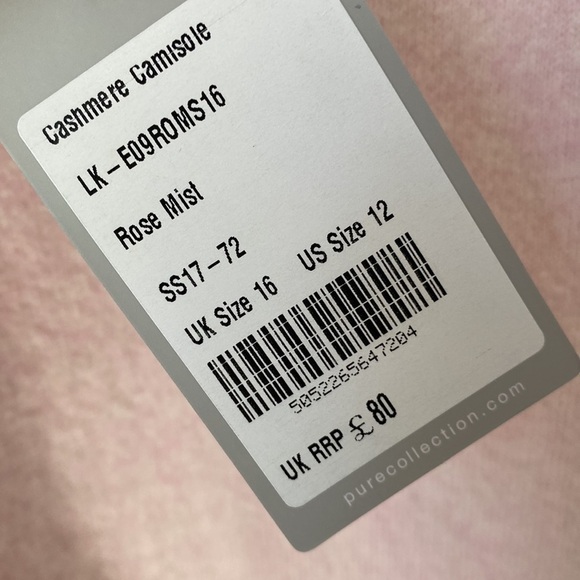 Pure Cashmere tank camisole Collection NEW size 12 super soft blush light pink - Picture 5 of 6